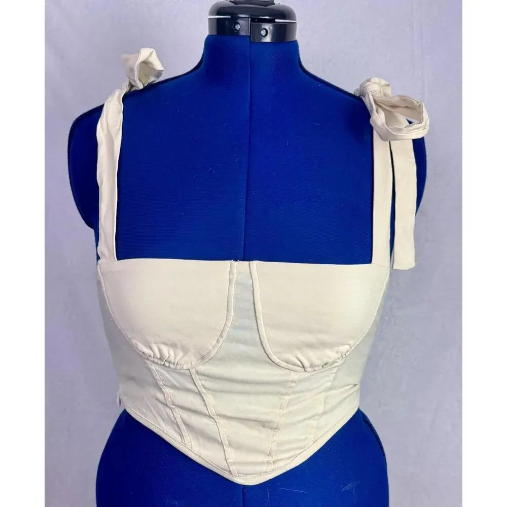 CIDER Cream Corset Top NWT‎ Bustier Crop Cottagecore Fairycore Coquette Milkmaid